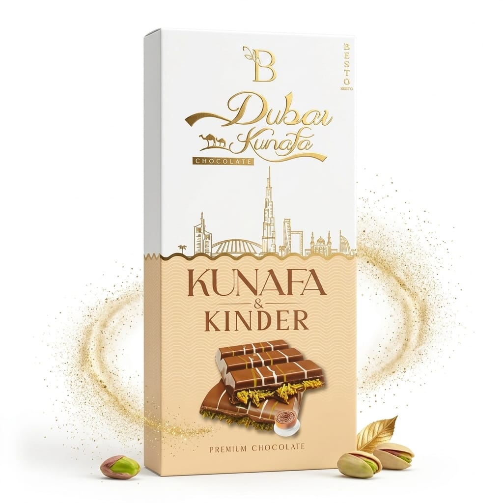 Besto Dubai Kunafa & Kinder Premium Chocolate (100g Bar)