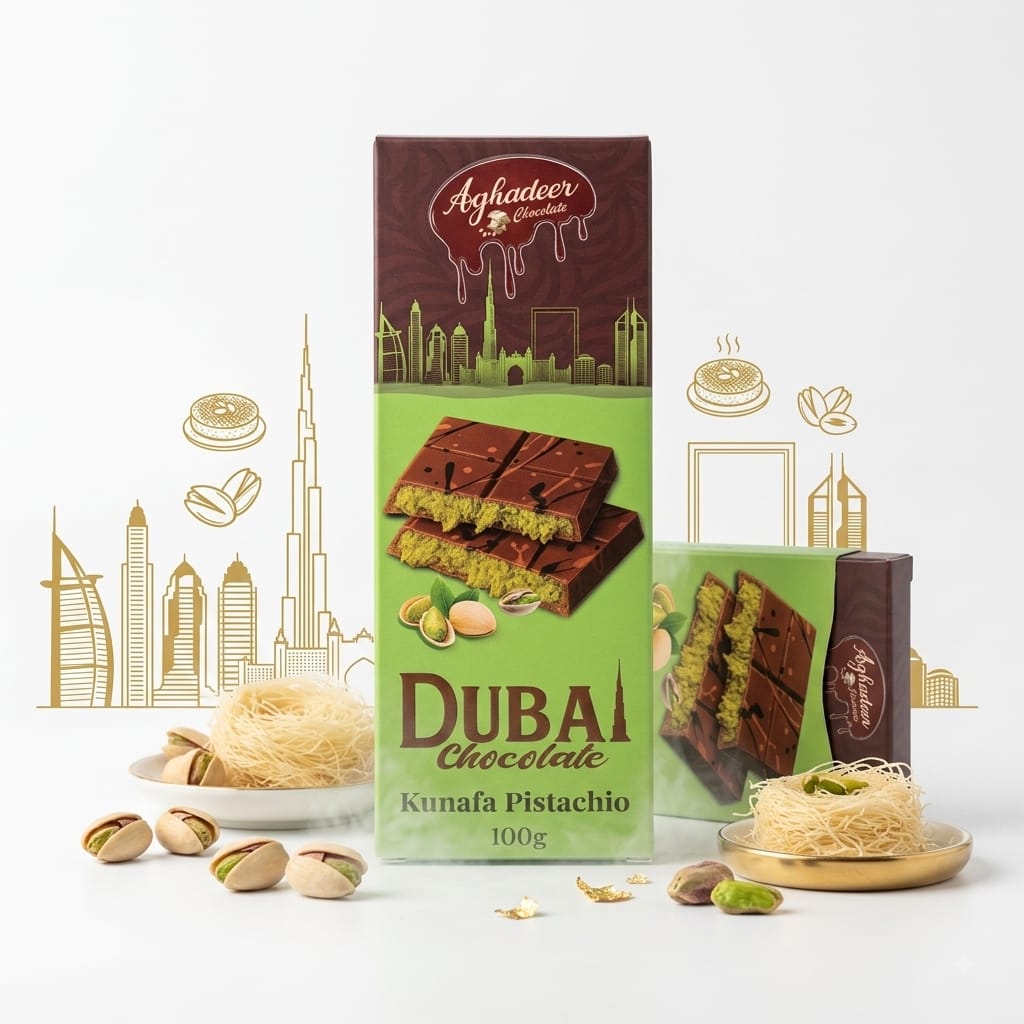Aghadeer – Dubai Chocolate Kunafa Pistachio (100g)