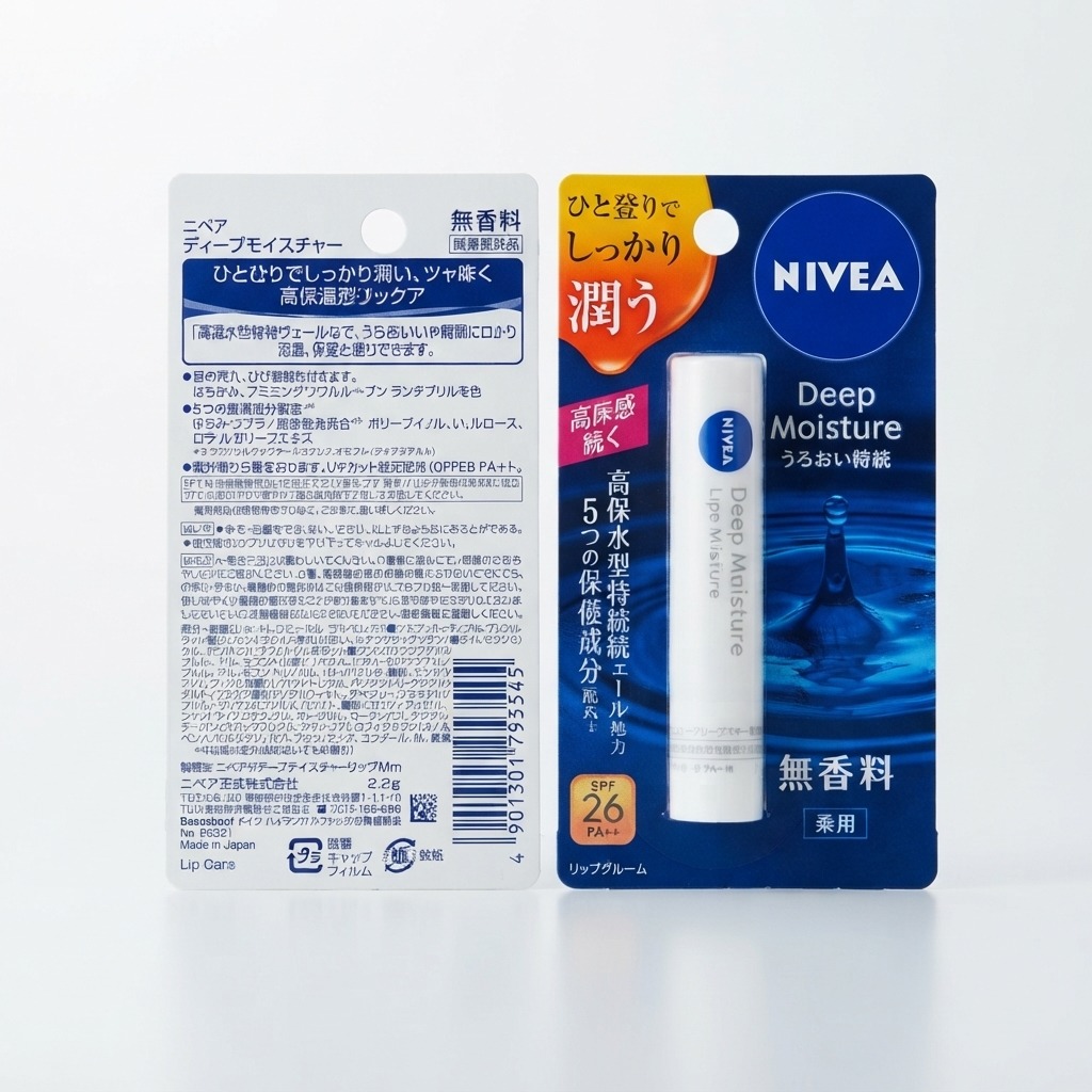 Nivea Deep Moisture Lip Care / Lip Balm (Unscented / SPF 26 PA++) - 2.2g