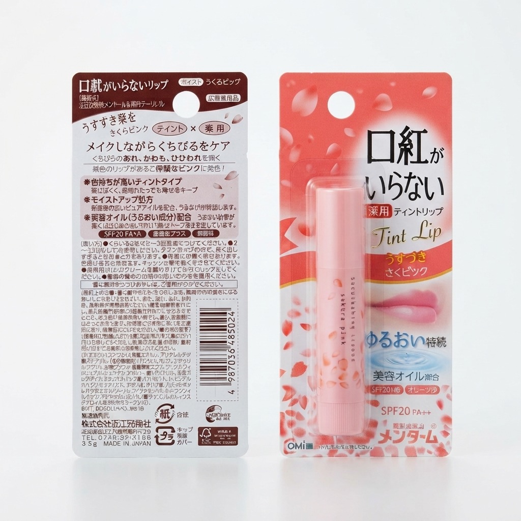 Omi Brotherhood Menturm Medicated Tint Lip (Sakura Pink) / 口紅がいらない薬用モイストリップ さくらピンク (3.5g)