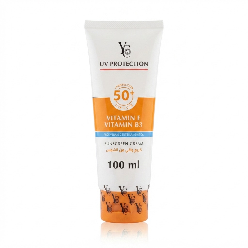 YC UV Protection Sunscreen Cream SPF 50+ (with Vitamin E, Vitamin B3, Aloe Vera & Centella Asiatica) - 100 ml