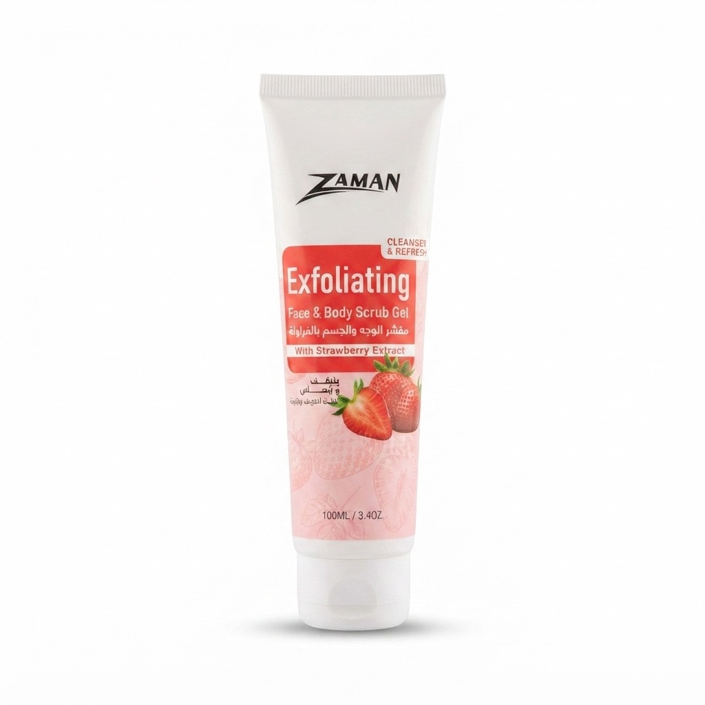 Zaman Exfoliating Face & Body Scrub Gel with Strawberry Extract
